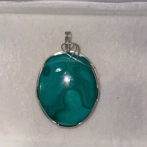 Chrysocolla and Malachite Wire Wrapped Pendent